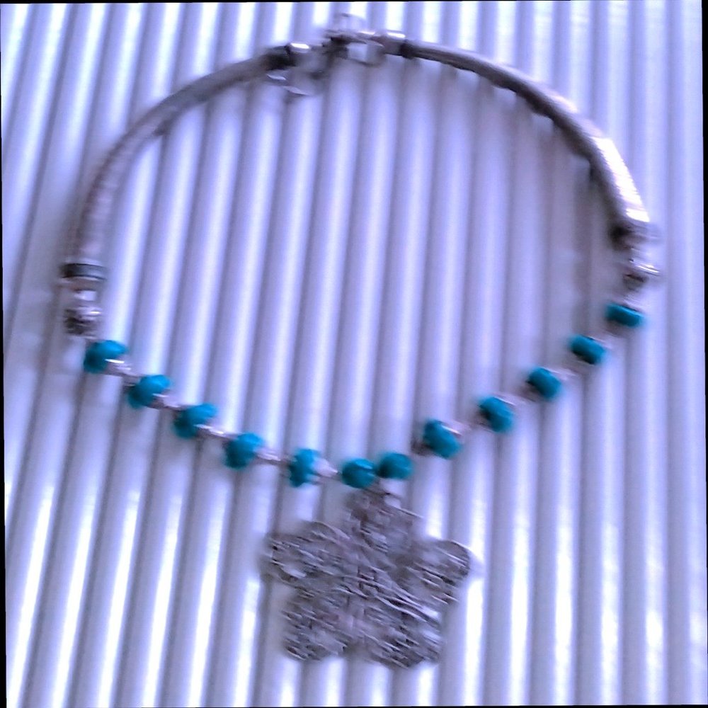 Vintage Turquoise and Silver Flower Pendant